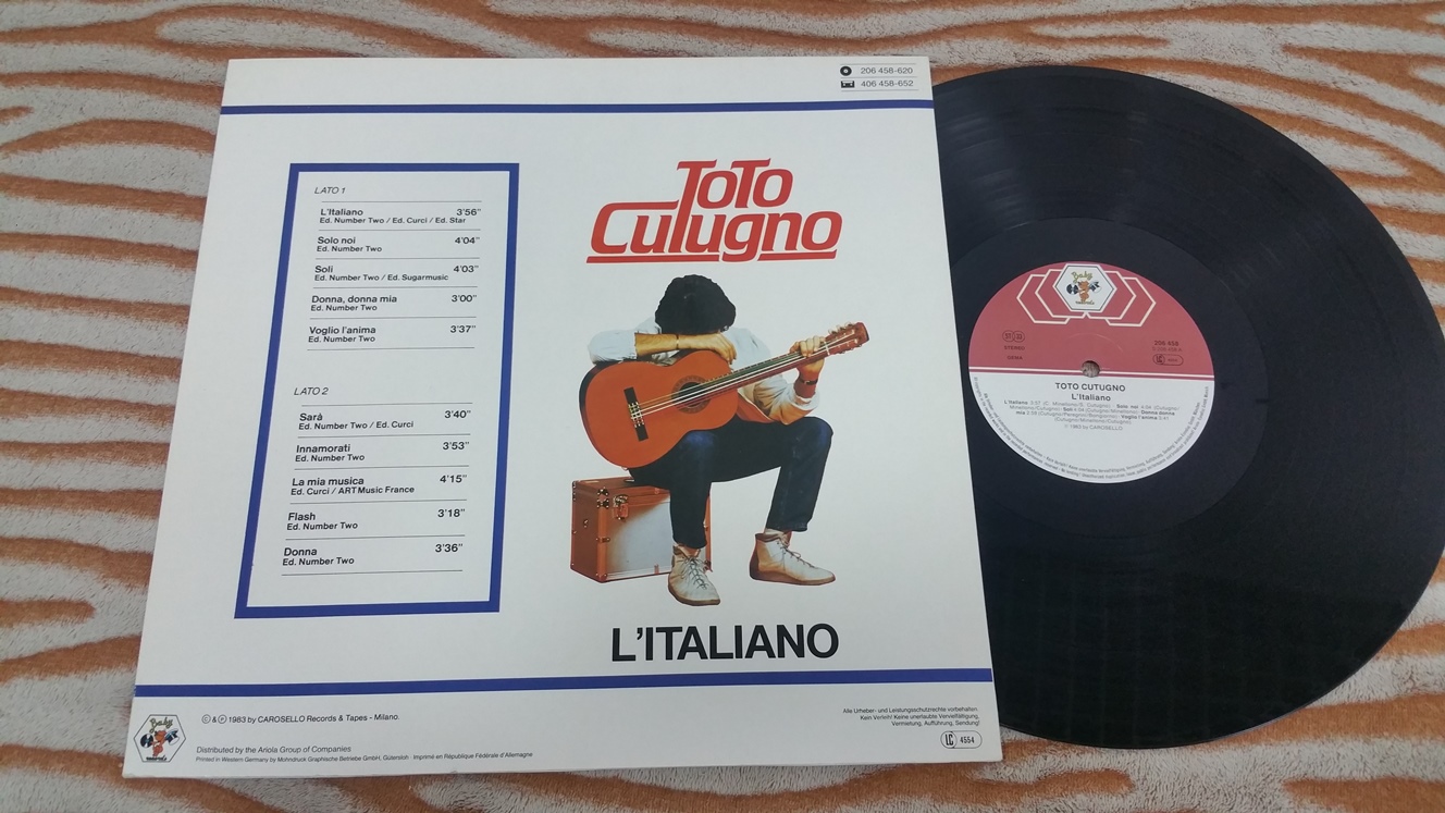 Toto italiano текст. Cutugno Toto "l'italiano". Toto Cutugno - l'italiano [1st Press Germany]. Тото баянномай обложка.